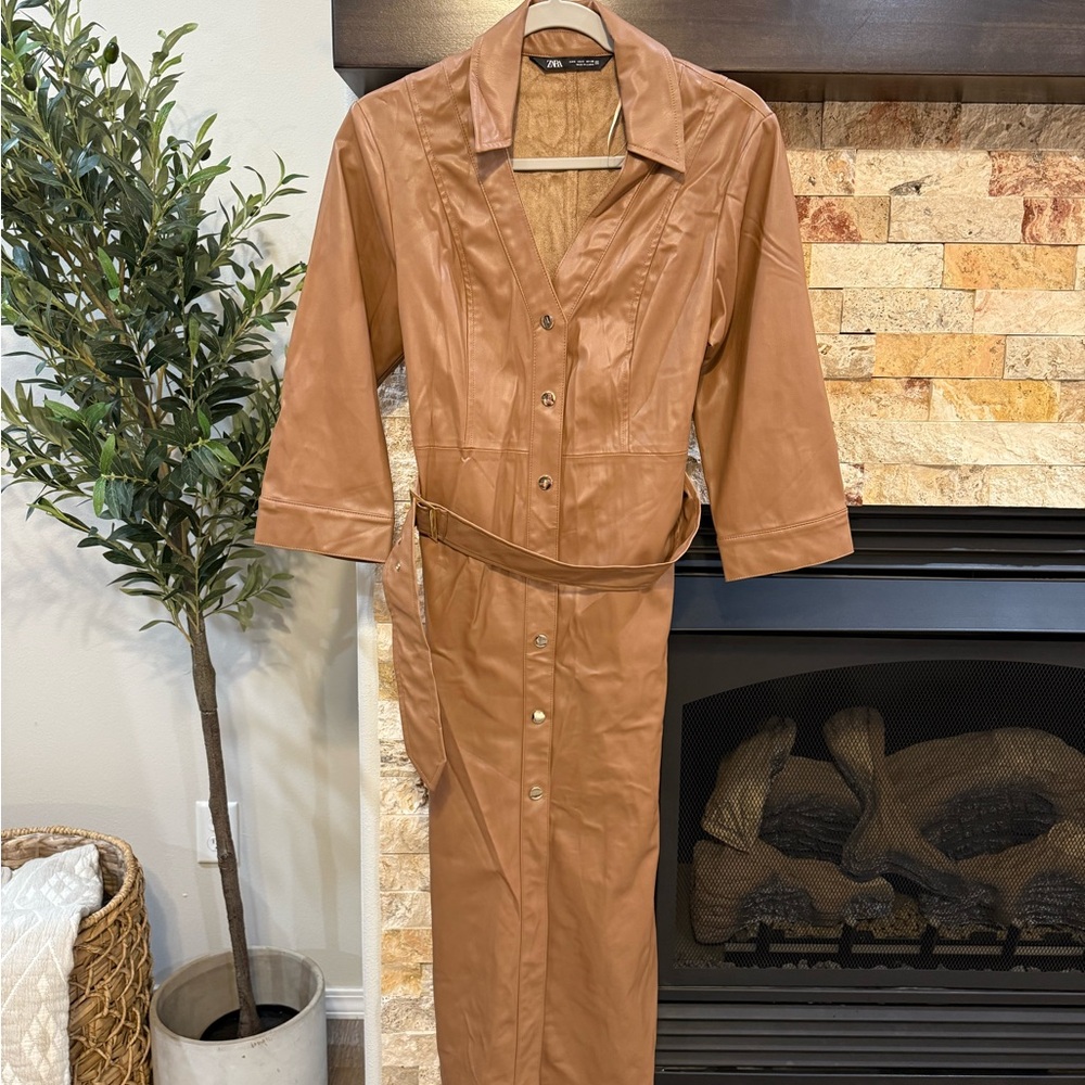 Zara leather dress/trench coat! 🤎